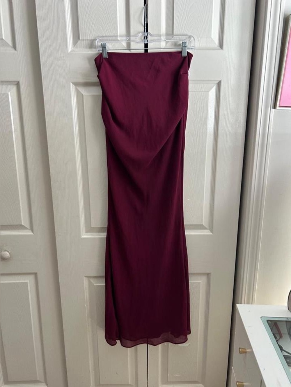 Strapless Burgundy Maxi Skirt